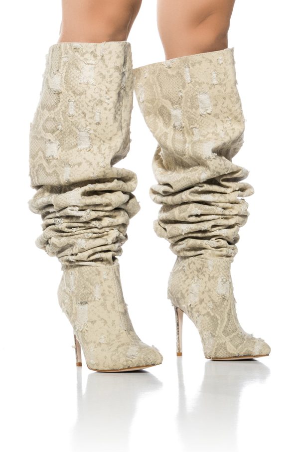 AZALEA WANG AMBIVERT THIGH HIGH BOOT IN CREAM For Discount