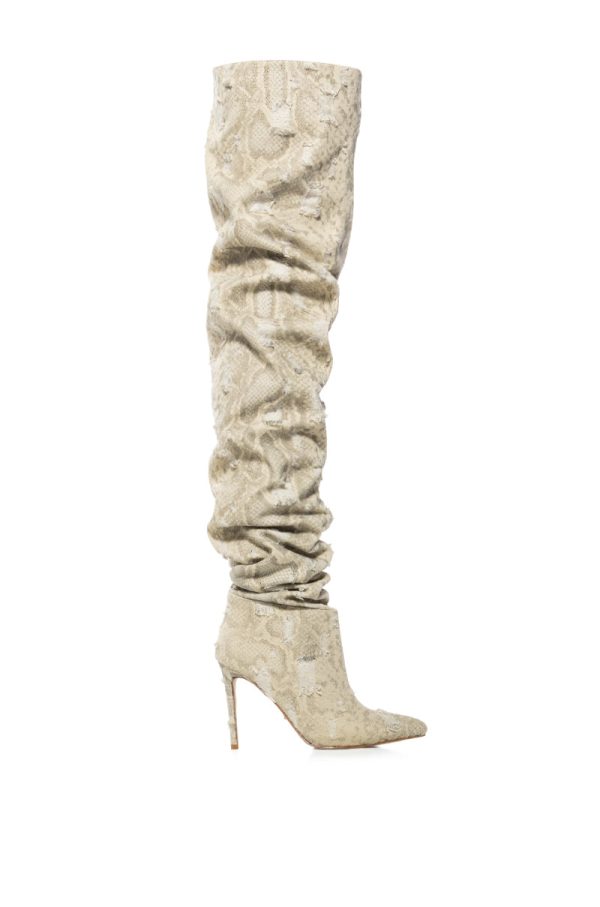 AZALEA WANG AMBIVERT THIGH HIGH BOOT IN CREAM For Discount