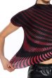 ADRIANA TEXTURED CAP SLEEVE TOP IN RED AND BLACK Discount