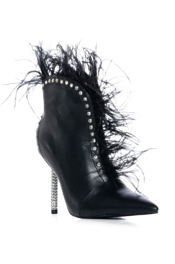 AZALEA WANG ALEJANDRA BLACK FEATHER BOOTIE Online now