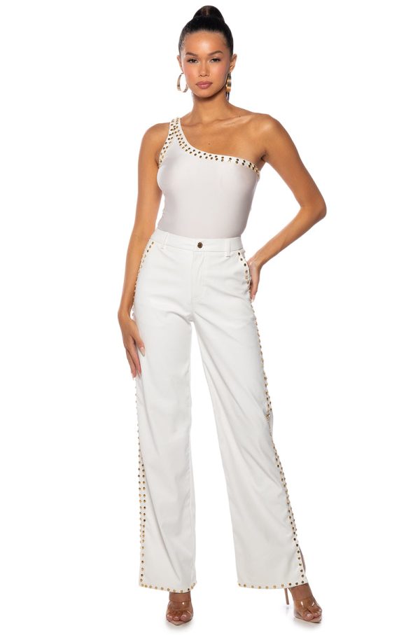 ALWAYS ON TIME FAUX LEATHER WIDE LEG PANT For Cheap