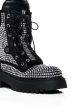 AZALEA WANG AMENITY BLACK RHINESTONE COMBAT BOOTIE Sale