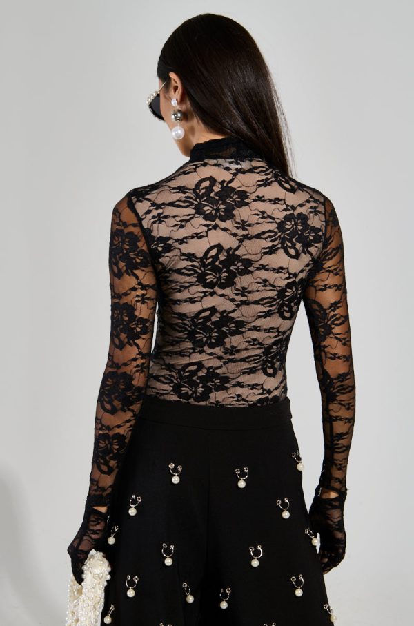 ALL THE ATTENTION LACE GLOVE BODYSUIT Hot on Sale