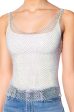 ANGEL VIBES RHINESTONE MESH TANK IN SILVER Online Sale