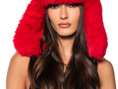 AVI FAUX FUR HAT IN RED Cheap