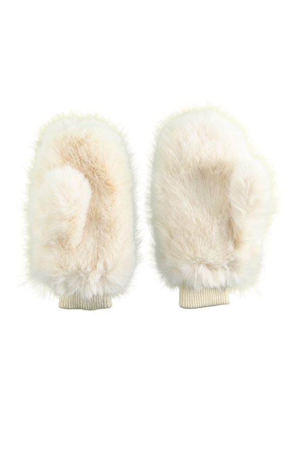 ALL ABOUT THE MONEY FUR MITTENS IN IVORY on Sale