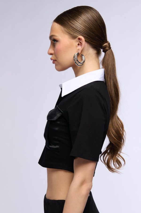 ALL BUSINESS COLLARED CROP TOP Fashion