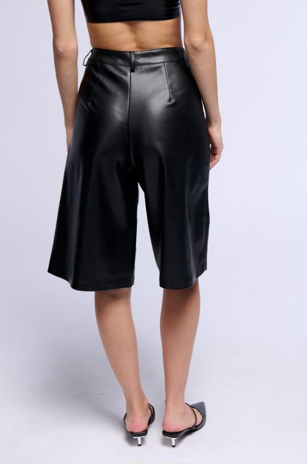 ZOE LONG FAUX LEATHER SHORTS IN BLACK Discount