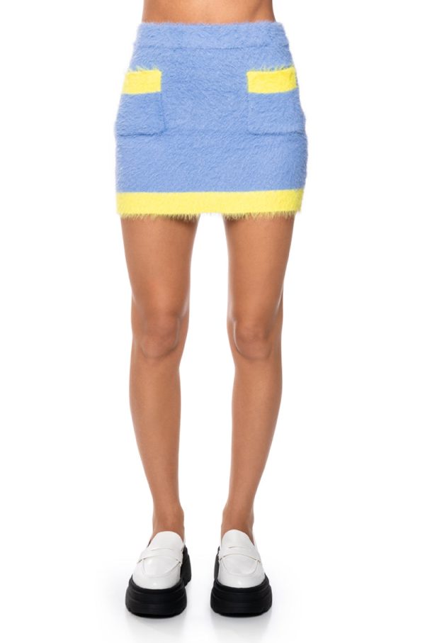 ALWAYS MOODY FUZZY KNIT MINI SKIRT For Cheap