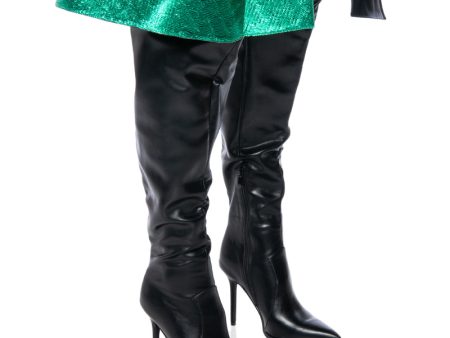 AZALEA WANG BAIZE THIGH HIGH BLACK BOOT Cheap