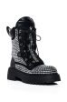 AZALEA WANG AMENITY BLACK RHINESTONE COMBAT BOOTIE Sale