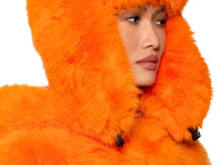 AVI FAUX FUR HAT IN ORANGE Online