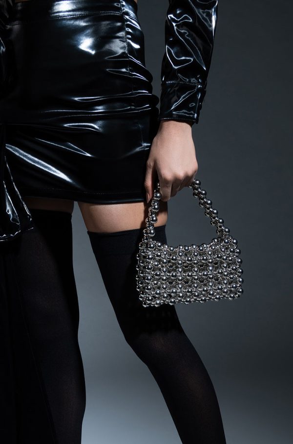 ANSEL SILVER BEADED PURSE on Sale