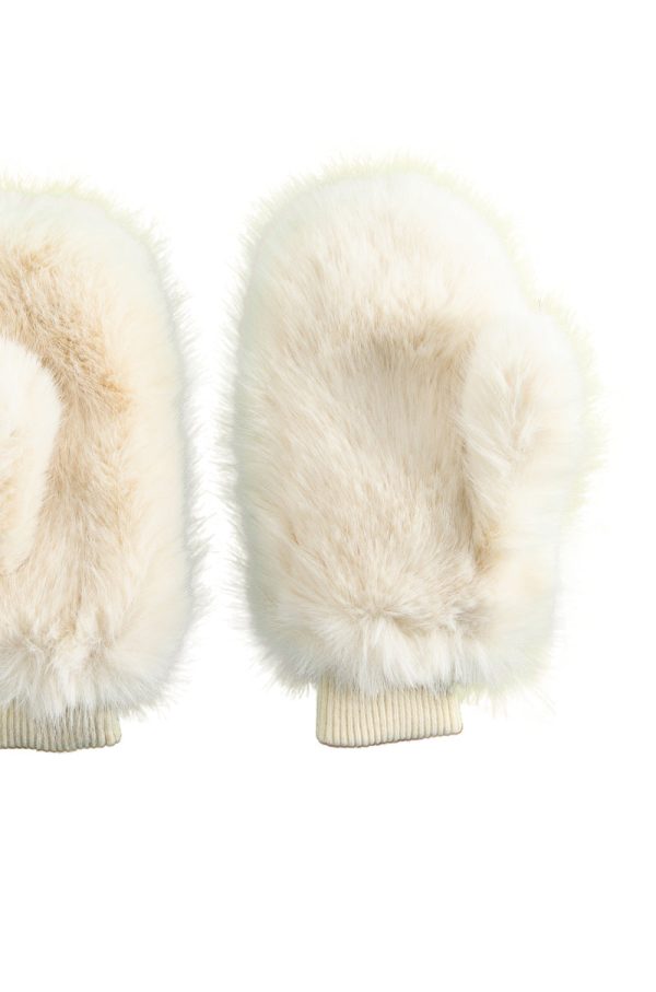 ALL ABOUT THE MONEY FUR MITTENS IN IVORY on Sale