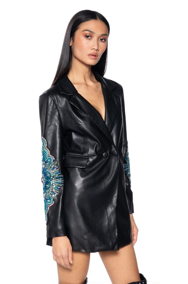 AXELLE PU BLAZER WITH EMBELLISHMENTS Discount