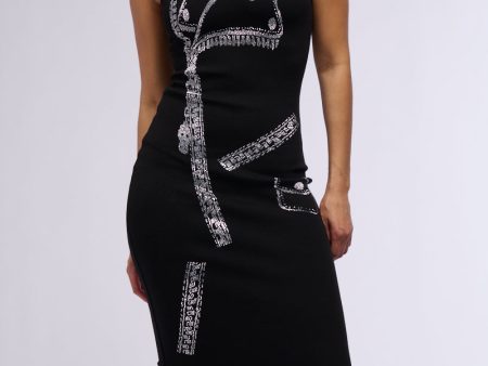 YOYO RHINESTONE PRINTED MIDI DRESS For Discount