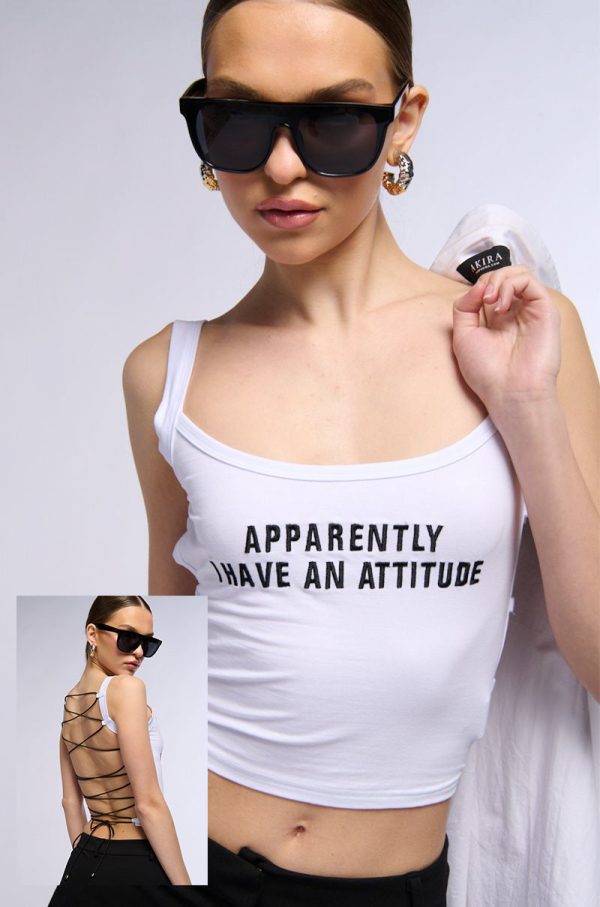 APPARENTLY I HAVE AN ATTITUDE LACE UP BACK TANK TOP Online