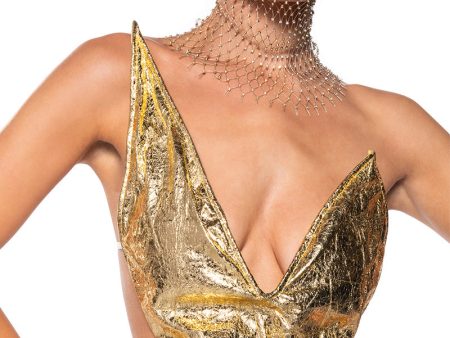 ALIEN SUPERSTAR DRAMATIC METALLIC HALTER TOP For Sale