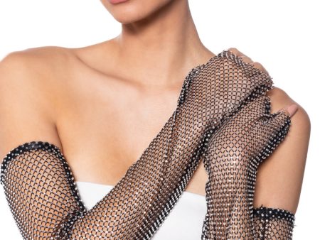 ALL NIGHT LONG RHINESTONE MESH GLOVES on Sale