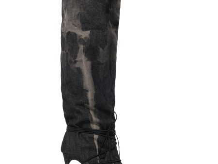 AZALEA WANG BEXLEY GRAY DENIM WASH BOOT For Discount