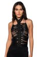 AVIANA BRAIDED FAUX LEATHER HALTER NECK TOP on Sale