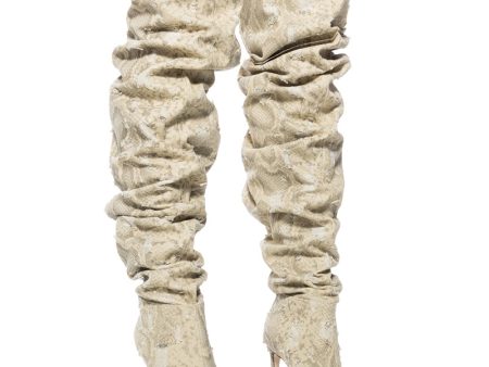 AZALEA WANG AMBIVERT THIGH HIGH BOOT IN CREAM For Discount