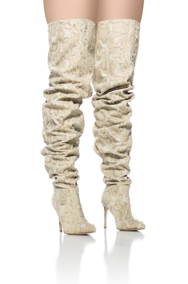 AZALEA WANG AMBIVERT THIGH HIGH BOOT IN CREAM For Discount