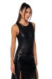 AMELIA FAUX LEATHER SLEEVELESS BODYSUIT Discount