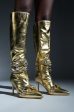 AZALEA WANG ALONZA GOLD DIAMOND EMBELLISHED BOOT For Discount