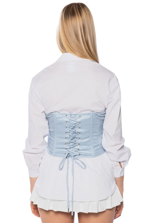 LADY LUCK COATED DENIM UNDERBUST CORSET For Cheap