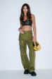 AMMO BONNE SOIREE RHINESTONE CARGO PANTS IN OLIVE For Cheap