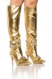 AZALEA WANG ALONZA GOLD DIAMOND EMBELLISHED BOOT For Discount